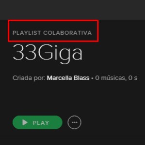 4 - Pronto! Sua playlist foi sinalizada com colaborativa e qualquer pessoa poderá adicionar músicas a lista, 