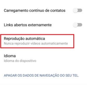 2-Selecione a opção “Reprodução automática de vídeo”. |Crédito: Reprodução