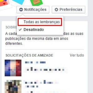 2-Outra forma de ativar o recurso é clicar em “notificações”, na parte direita do “neste dia”. Depois é só selecionar todas as lembranças para ativar a ferramenta. 