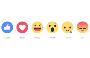 Conheça as mais novas maneiras de interagir no Facebook. Em sequencia o 'Joinha', 'Amei', 'Haha', 'Uau', 'Triste' e 'Grr'. | Crédito: Divulgação Facebook