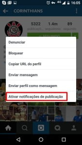 Na janela que abre, clique no item Ativar notificações de publicação. Pronto, você será avisado sempre que o perfil atualizar |Reprodução de internet