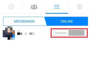 2-Agora clique em “online” para continuar com o processo. Na próxima tela que aparecer, haverá uma chavinha na frente do nome do usuário. Clique nela para desativar o chat. Para saber se deu certo, basta verificar se ele está como nesta foto. 