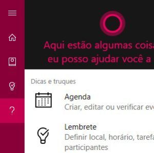 5. Para conferir dicas e truques de como você pode aproveitar ainda mais a Cortana, clique no círculo da barra de tarefas e depois selecione o botão com uma interrogação desenhada. Vale ressaltar que, ainda, nem todos os recursos funcionam corretamente.