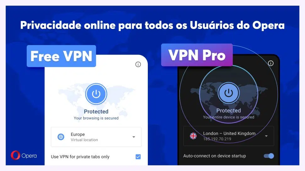 Opera passa a oferecer opções de VPN Pro para proteção de dados