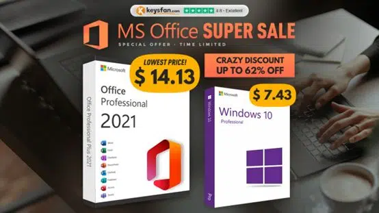 Office 2021 genuíno custando só US$ 14,13! Windows 10 por apenas US$ 7,43 na Keysfan!