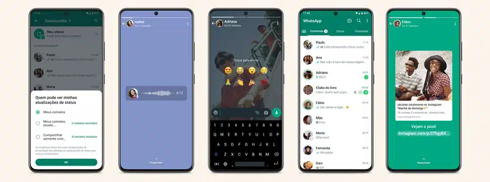 Novidades dos Status: WhatsApp anuncia mensagem de voz, emojis e mais