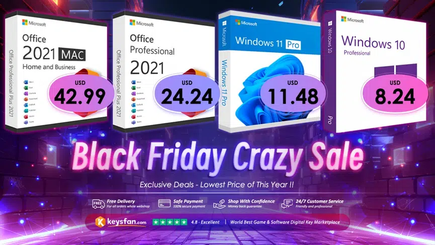 Microsoft Office 2021 e Windows 10 a partir de US$ 7 na Black Friday da Keysfan